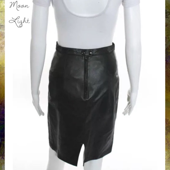 MOON LIGHT Stunning Green Leather Pencil Skirt - Picture 3 of 5